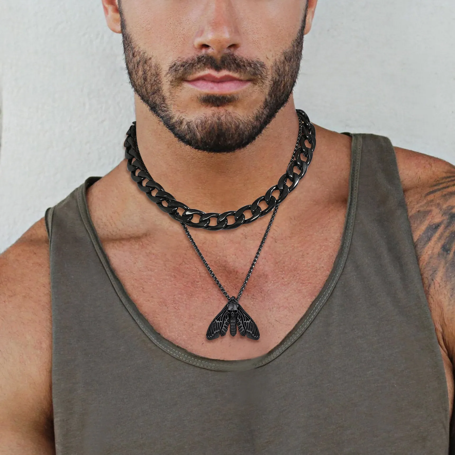 Cool Gothic Skull Moth Necklace for Men Boys sold by FaithHeart product image thumbnail 2