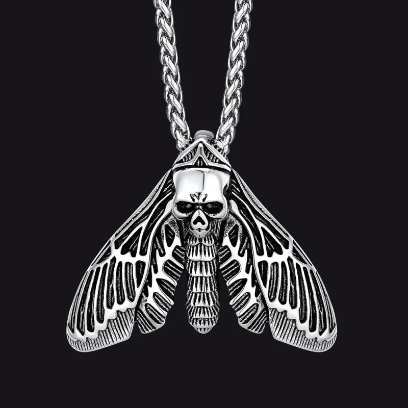 Cool Gothic Skull Moth Necklace for Men Boys sold by FaithHeart