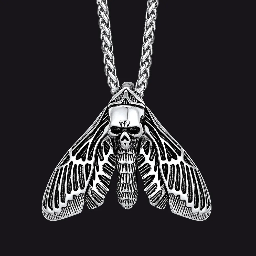 Cool Gothic Skull Moth Necklace for Men Boys sold by FaithHeart