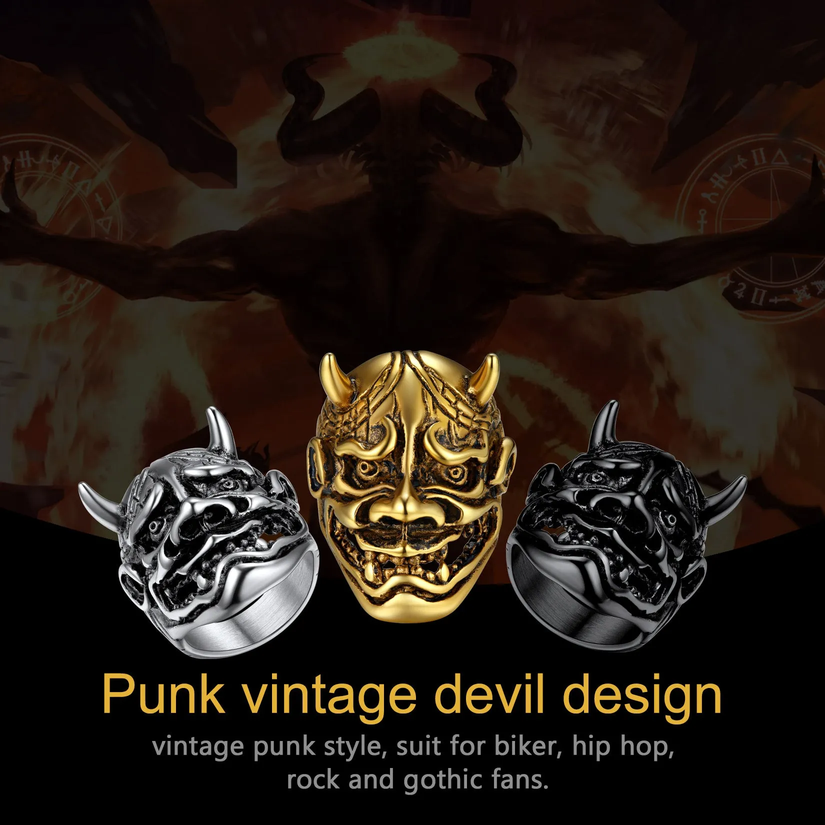 Gothic Hannya Mask Demon Ring for Men sold by FaithHeart product image thumbnail 4