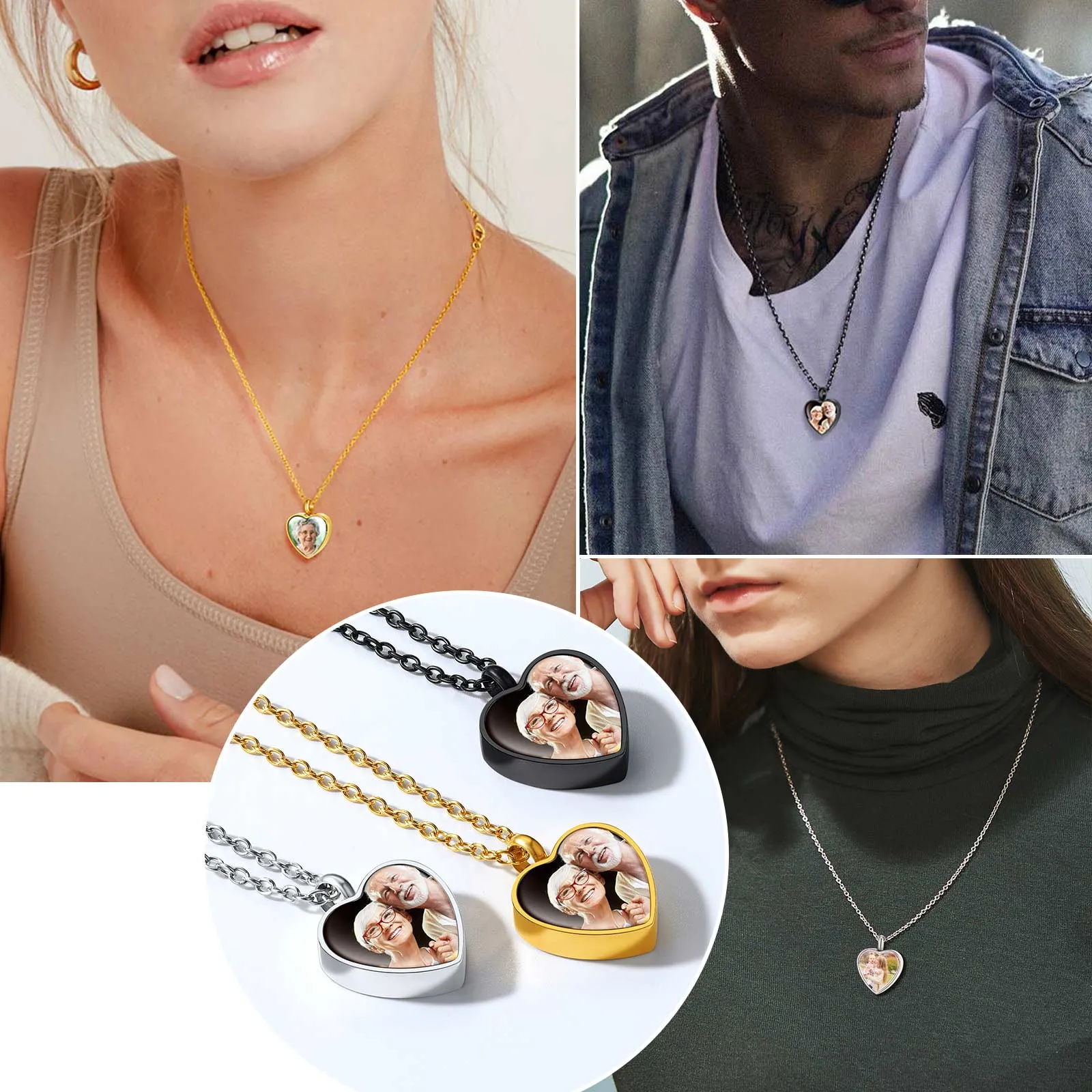 Custom Heart Urn Picture Pendant Necklaces for Ashes sold by FaithHeart product image thumbnail 2