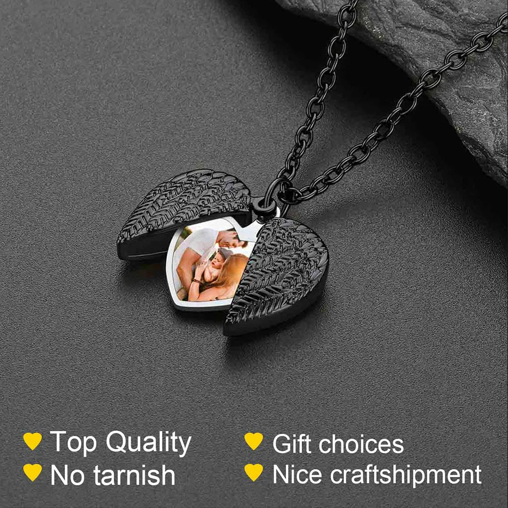 Custom Angel Wings Photo Locket Necklace for Women sold by FaithHeart product image thumbnail 5