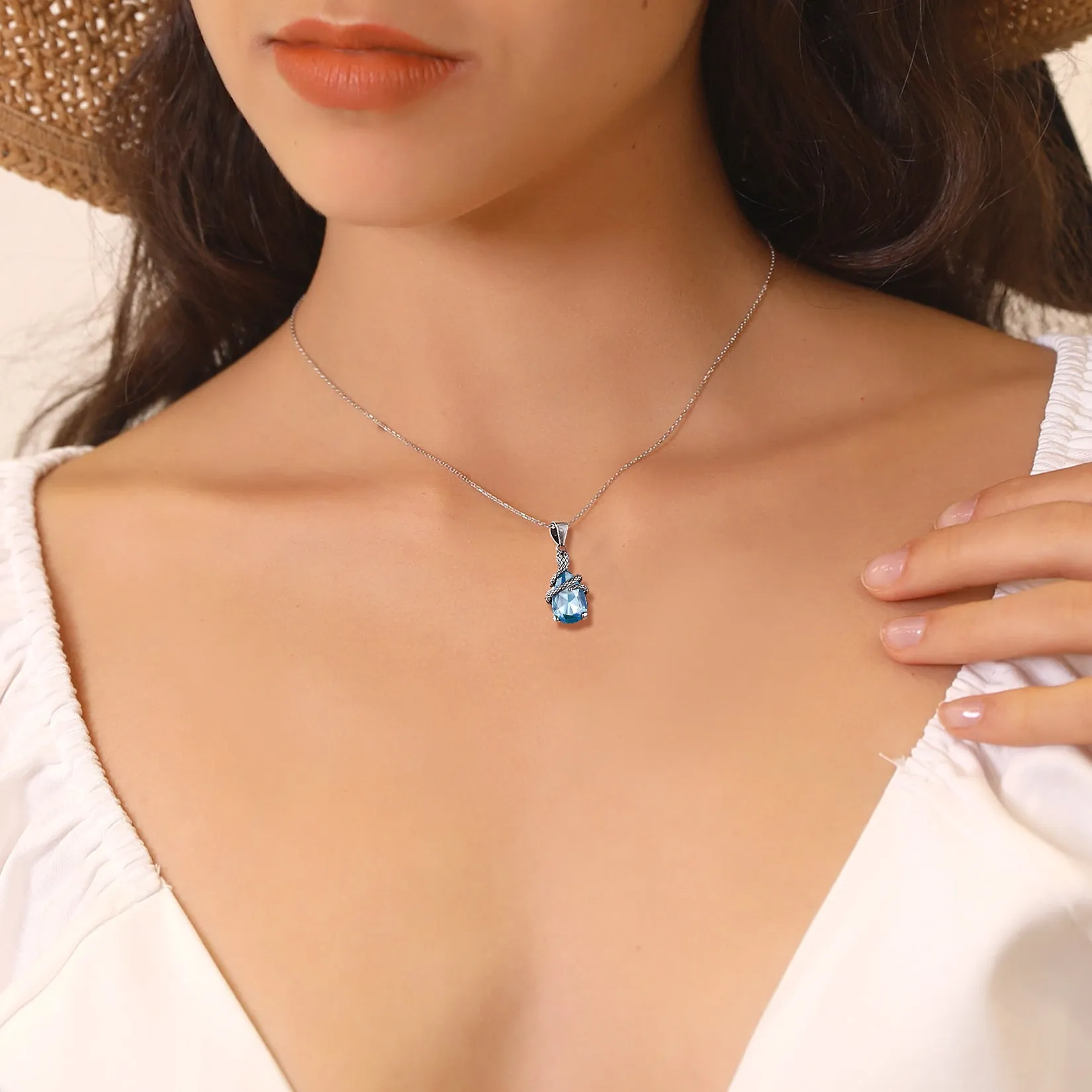 Crystal Snake Wrap Clear Quartz Birthstone Necklace sold by FaithHeart product image thumbnail 3