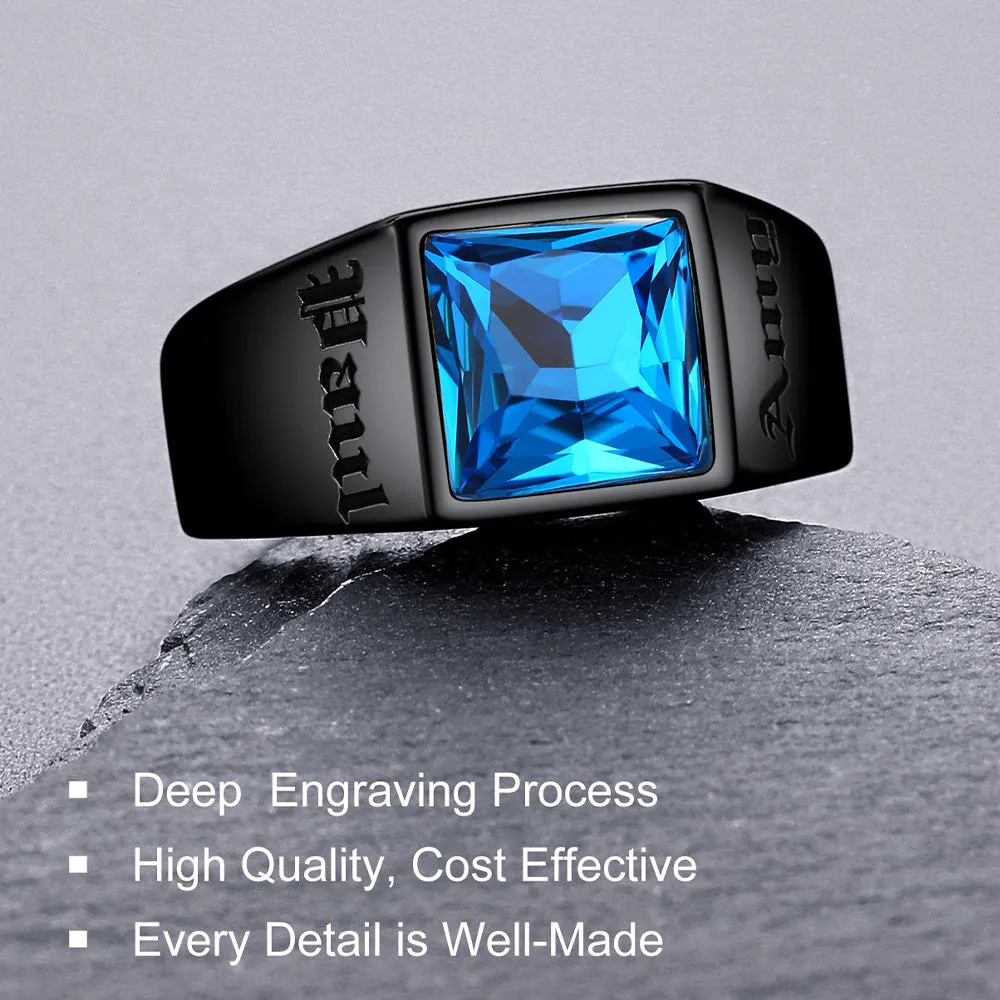 Custom Signet Ring with Blue Topaz For Men sold by FaithHeart product image thumbnail 4