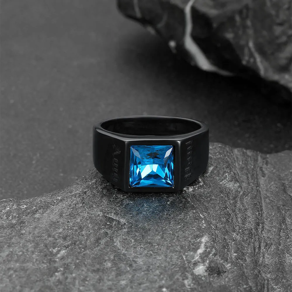 Custom Signet Ring with Blue Topaz For Men sold by FaithHeart product image thumbnail 5