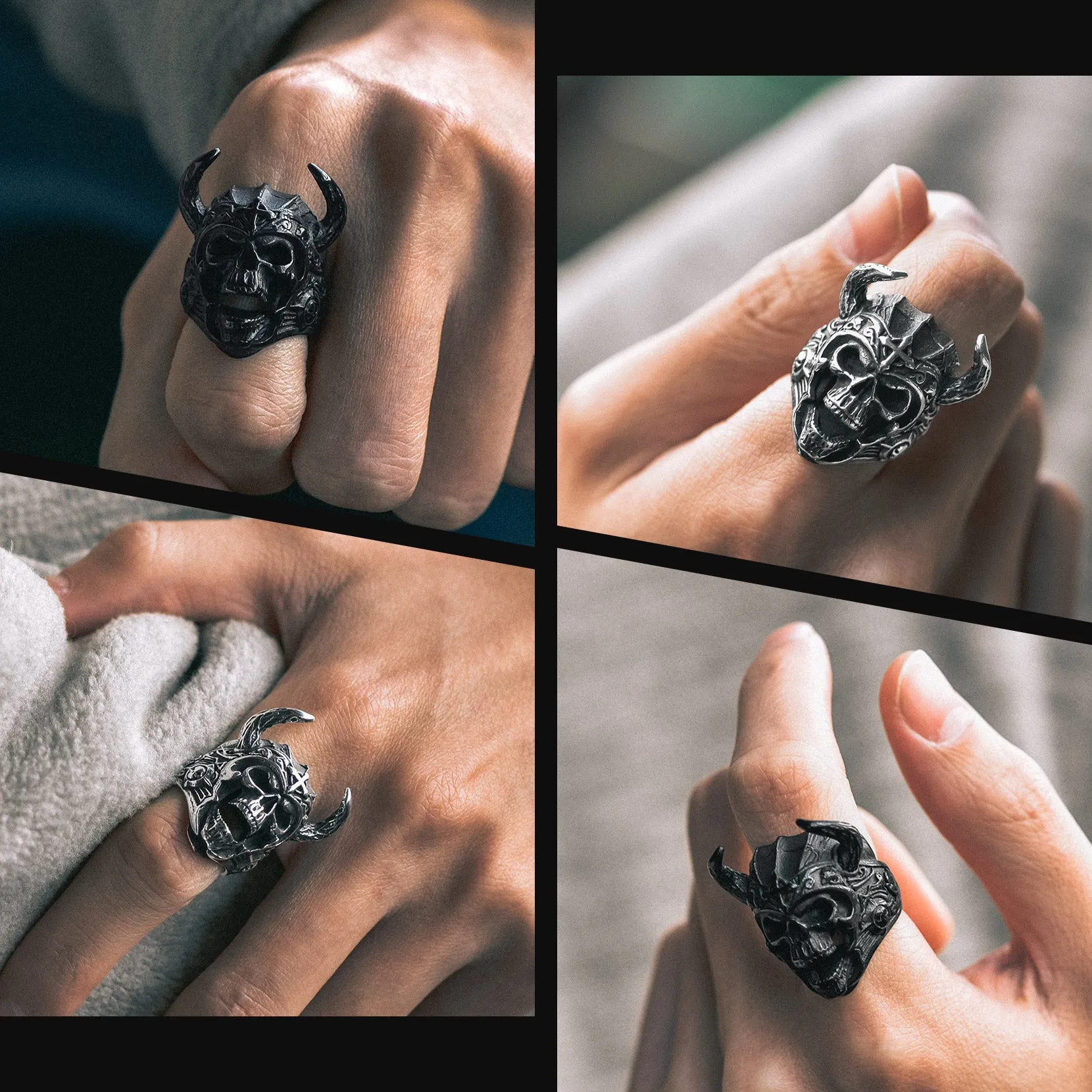 Heavy Metal Demon Skull Ring with Horns for Men sold by FaithHeart product image thumbnail 2