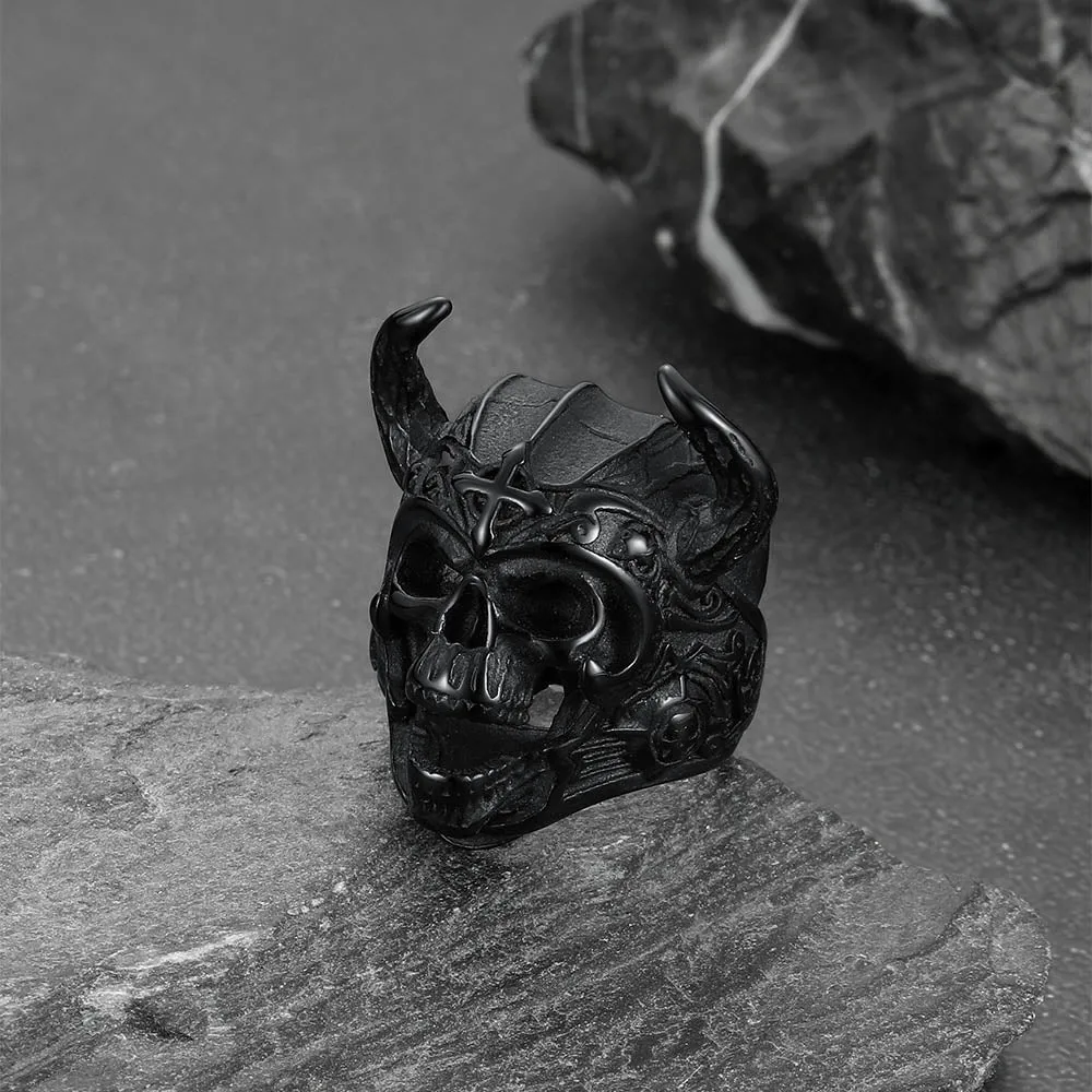 Heavy Metal Demon Skull Ring with Horns for Men sold by FaithHeart product image thumbnail 5