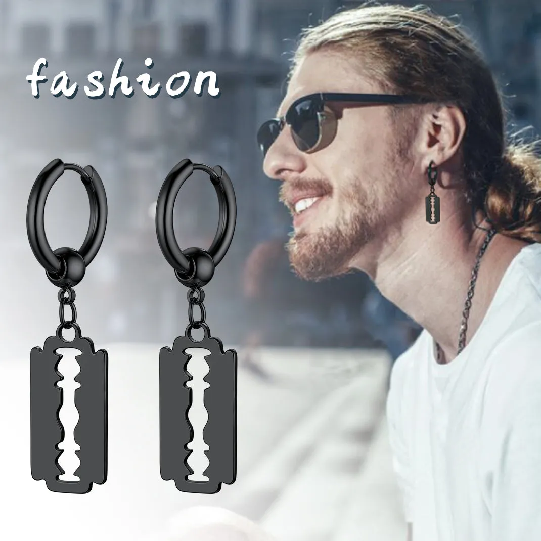 Punk Razor Dangle Hoop Earring for Men Women sold by FaithHeart product image thumbnail 3