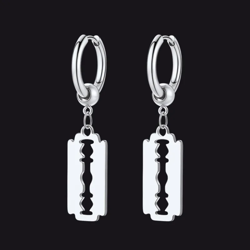 Punk Razor Dangle Hoop Earring for Men Women sold by FaithHeart