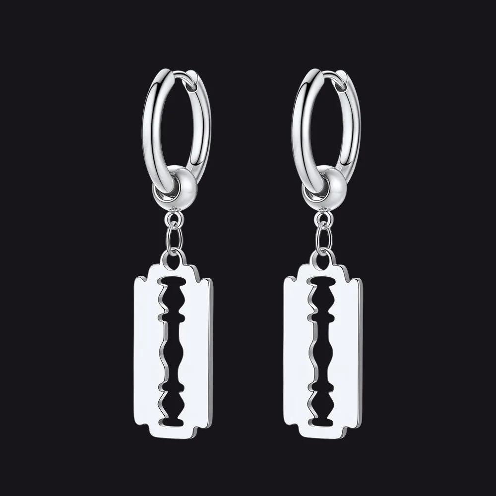 Punk Razor Dangle Hoop Earring for Men Women sold by FaithHeart