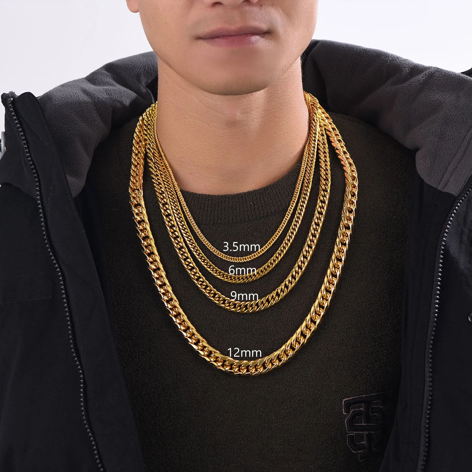 Thick Miami Cuban Curb Chain Necklace for Men Women sold by FaithHeart product image thumbnail 4