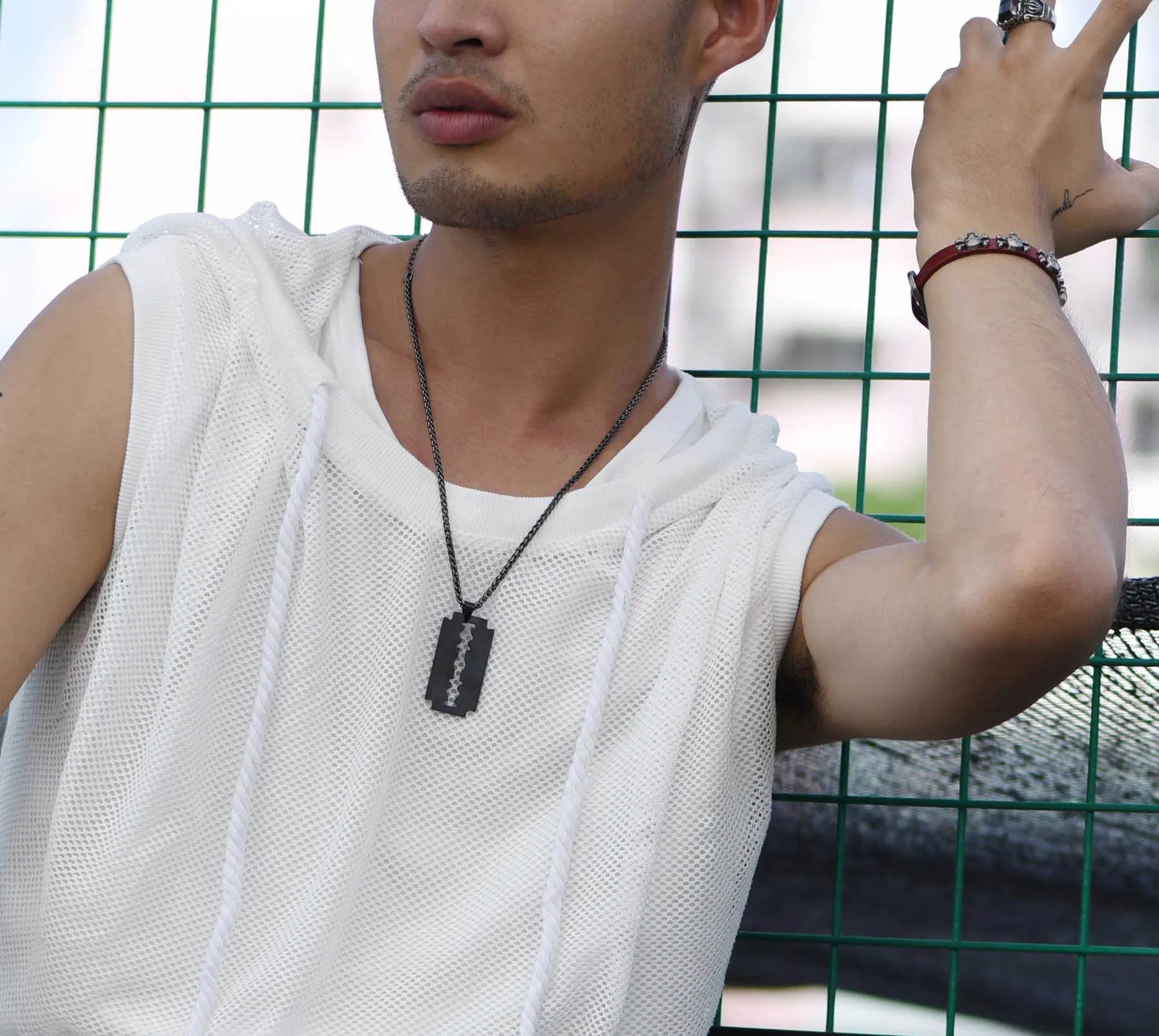 Eboy Razor Blade Dog Tag Pendant Necklace for Men sold by FaithHeart product image thumbnail 2