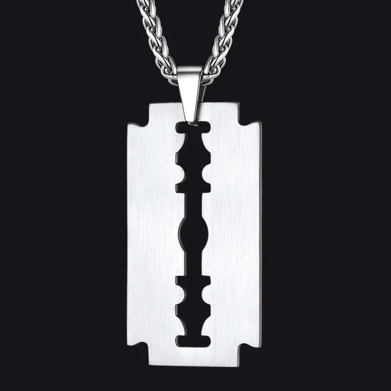 Eboy Razor Blade Dog Tag Pendant Necklace for Men sold by FaithHeart