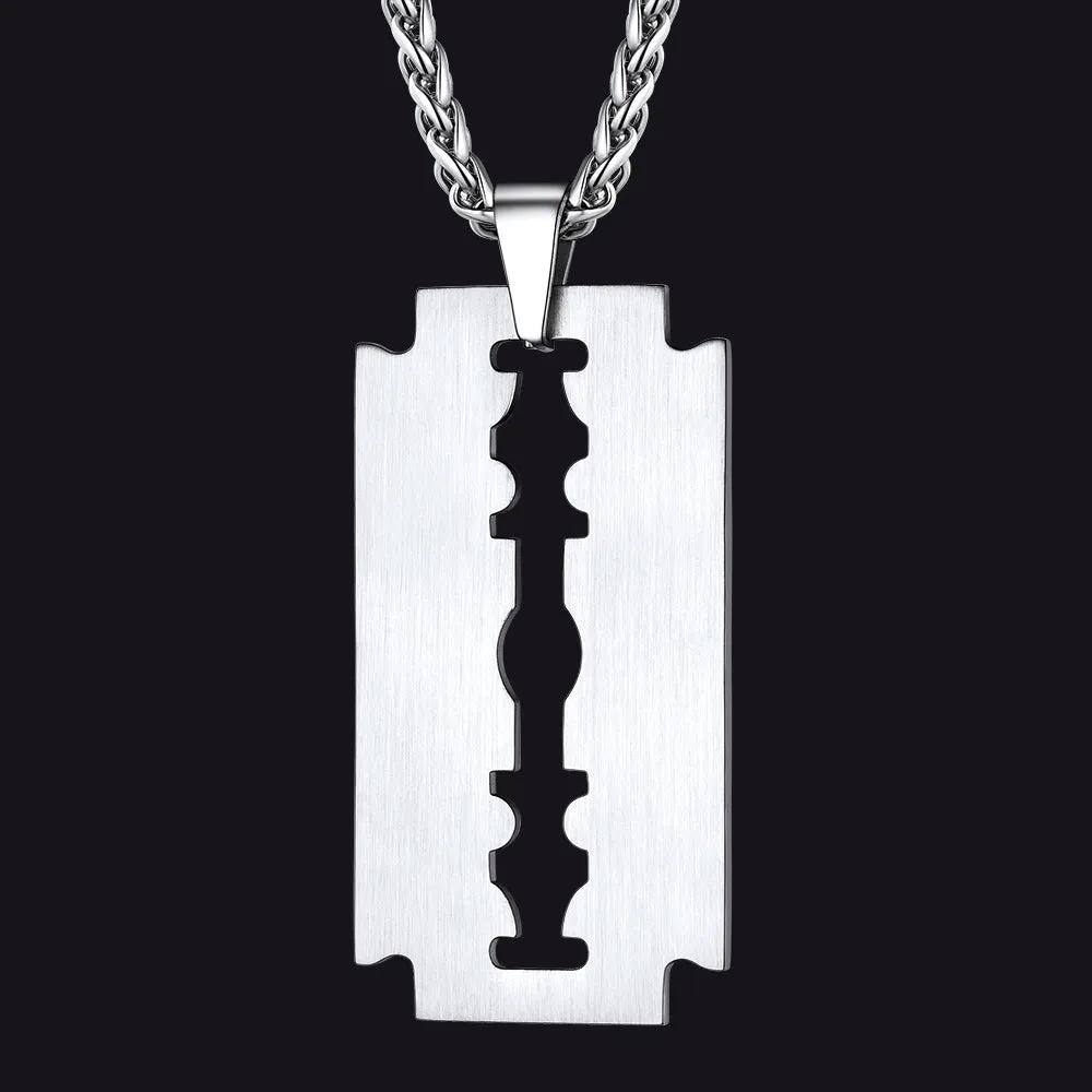 Eboy Razor Blade Dog Tag Pendant Necklace for Men sold by FaithHeart