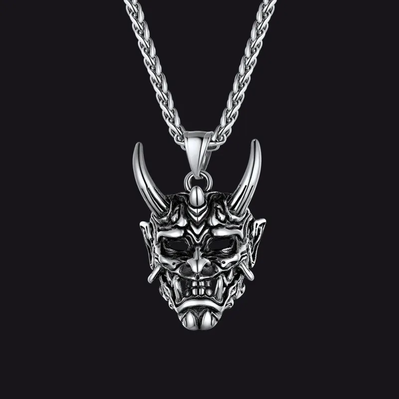 Gothic Evil Hannya Damon Mask Pendant Necklace for Men sold by FaithHeart