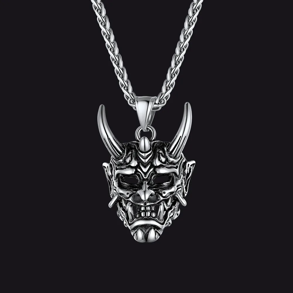 Gothic Evil Hannya Damon Mask Pendant Necklace for Men sold by FaithHeart