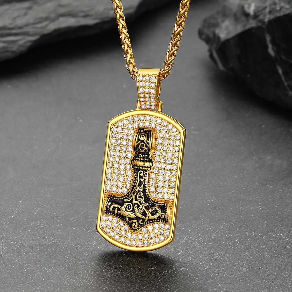 Viking Thor's Hammer Dog Tag Pendant Necklace for Men Women sold by FaithHeart product image thumbnail 5