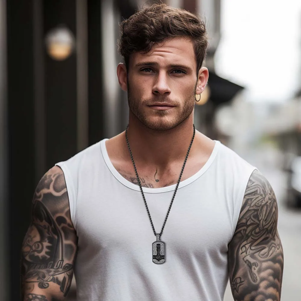 Viking Thor's Hammer Dog Tag Pendant Necklace for Men Women sold by FaithHeart product image thumbnail 2