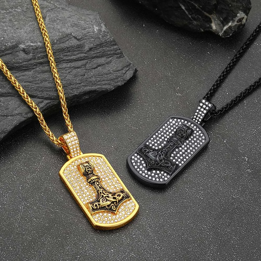 Viking Thor's Hammer Dog Tag Pendant Necklace for Men Women sold by FaithHeart product image thumbnail 3