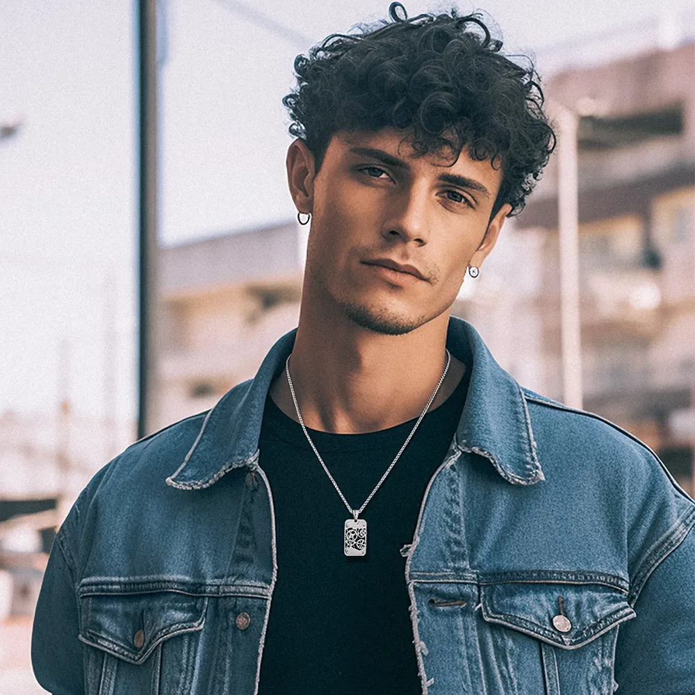 Mechanical Gear Dog Tag Pendant Necklace for Men sold by FaithHeart product image thumbnail 2