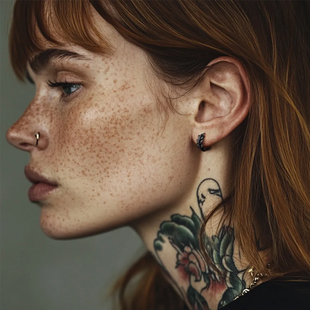 Sterling Silver Small Leaf Hoop Huggie Earrings for Men Women sold by FaithHeart product image thumbnail 3