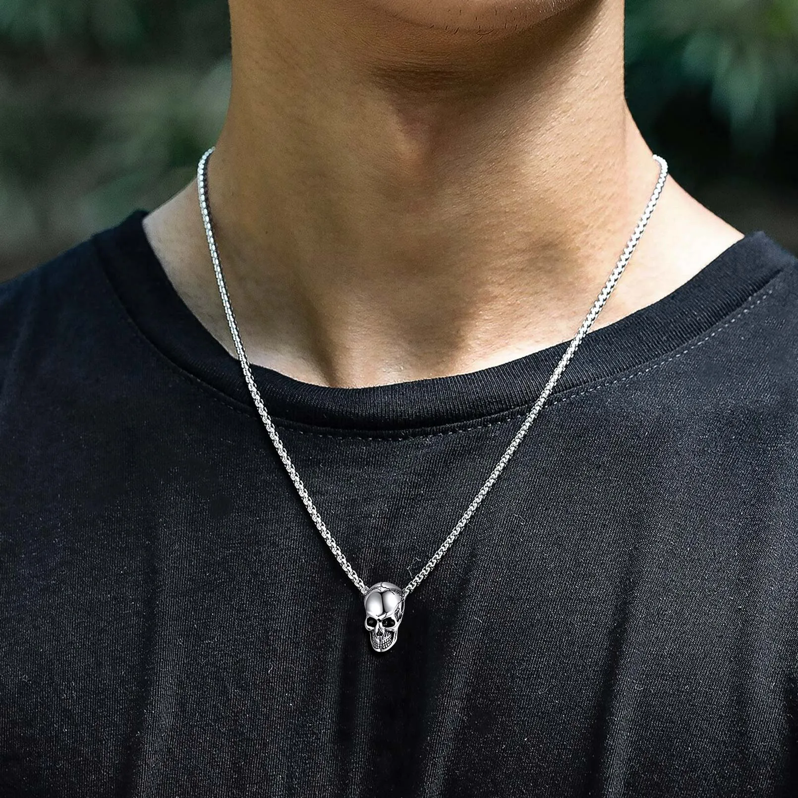 Skull Cremation Urn Necklace for Ashes Memorial Pendant for Men sold by FaithHeart product image thumbnail 2