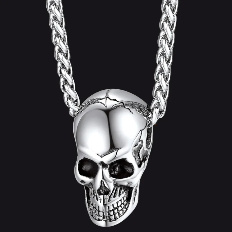 Skull Cremation Urn Necklace for Ashes Memorial Pendant for Men sold by FaithHeart