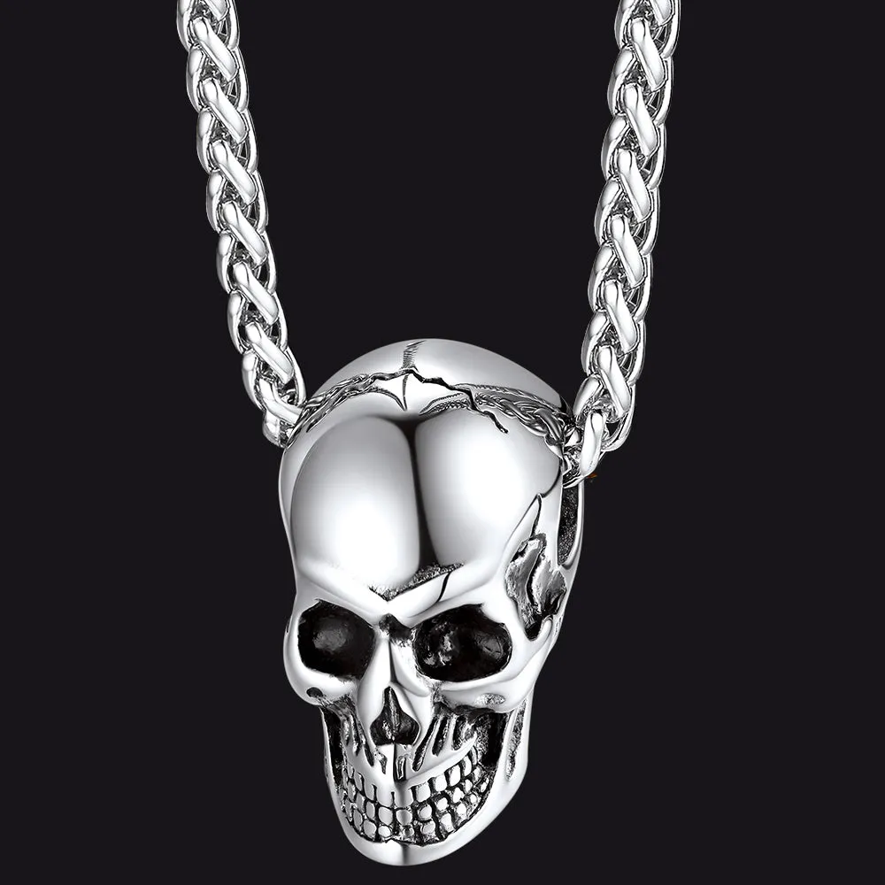 Skull Cremation Urn Necklace for Ashes Memorial Pendant for Men sold by FaithHeart