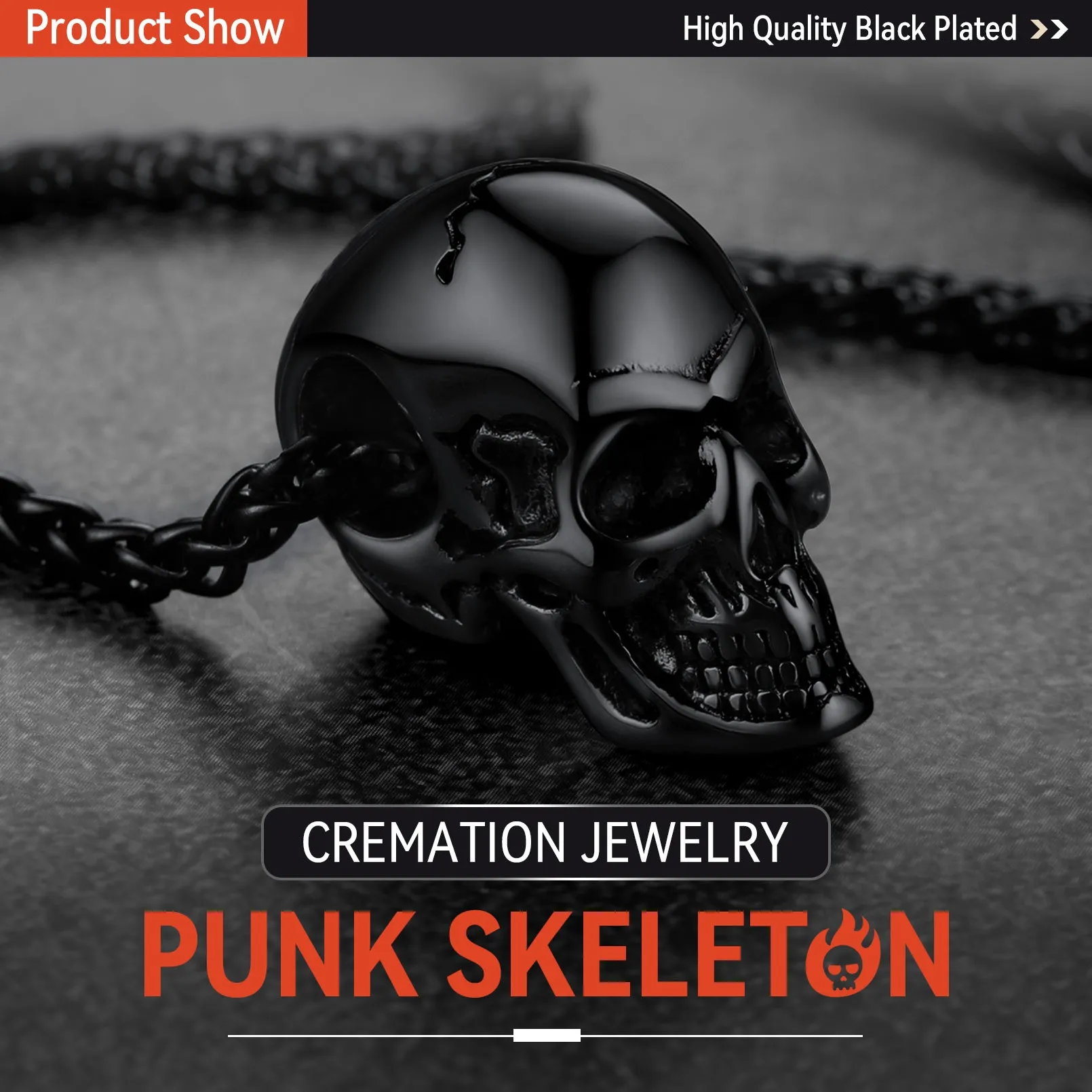 Skull Cremation Urn Necklace for Ashes Memorial Pendant for Men sold by FaithHeart product image thumbnail 4