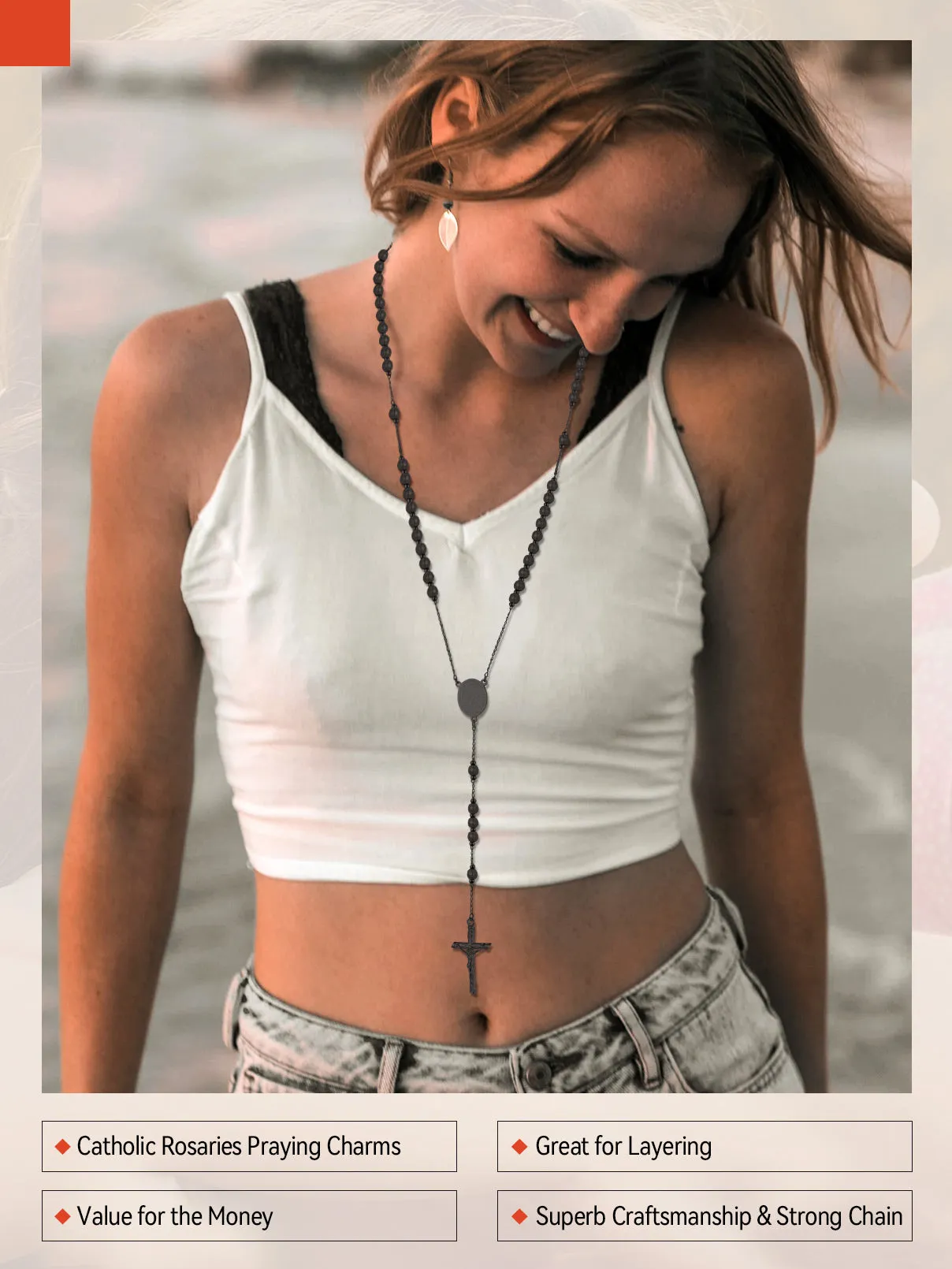 Catholic Virgin Mary Rosary Beads Necklace for Men Women sold by FaithHeart product image thumbnail 5