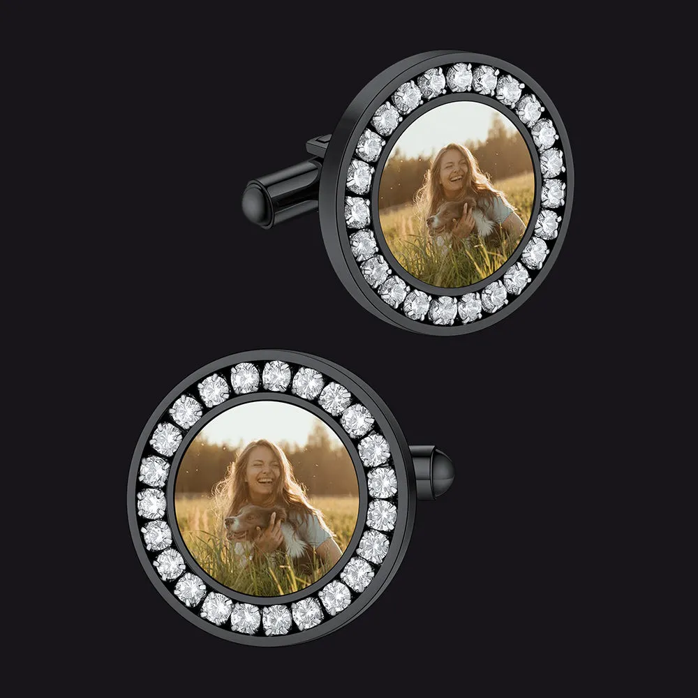 Personalized Wedding Picture Cufflinks with Cubic Zirconia for Men sold by FaithHeart
