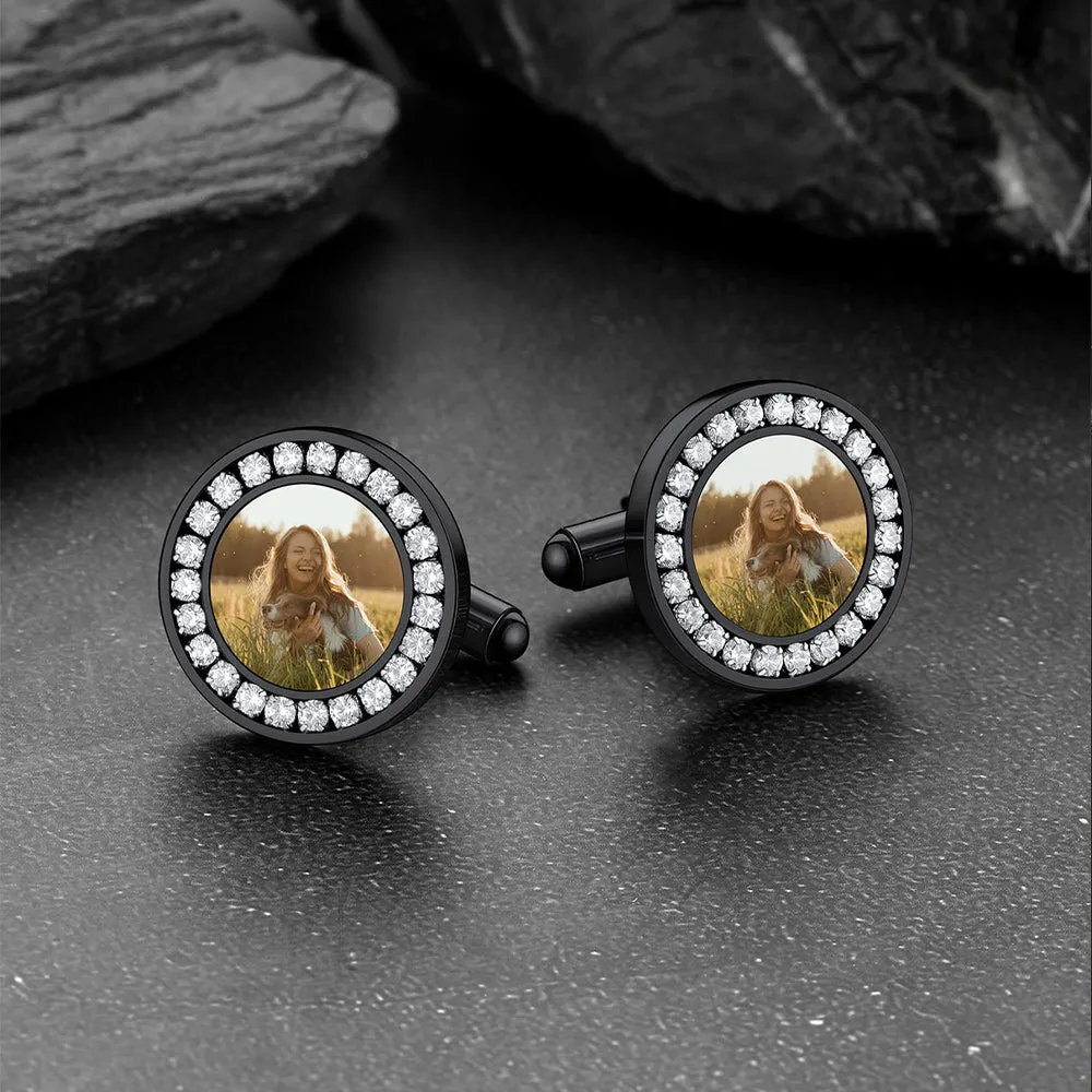 Personalized Wedding Picture Cufflinks with Cubic Zirconia for Men sold by FaithHeart product image thumbnail 4