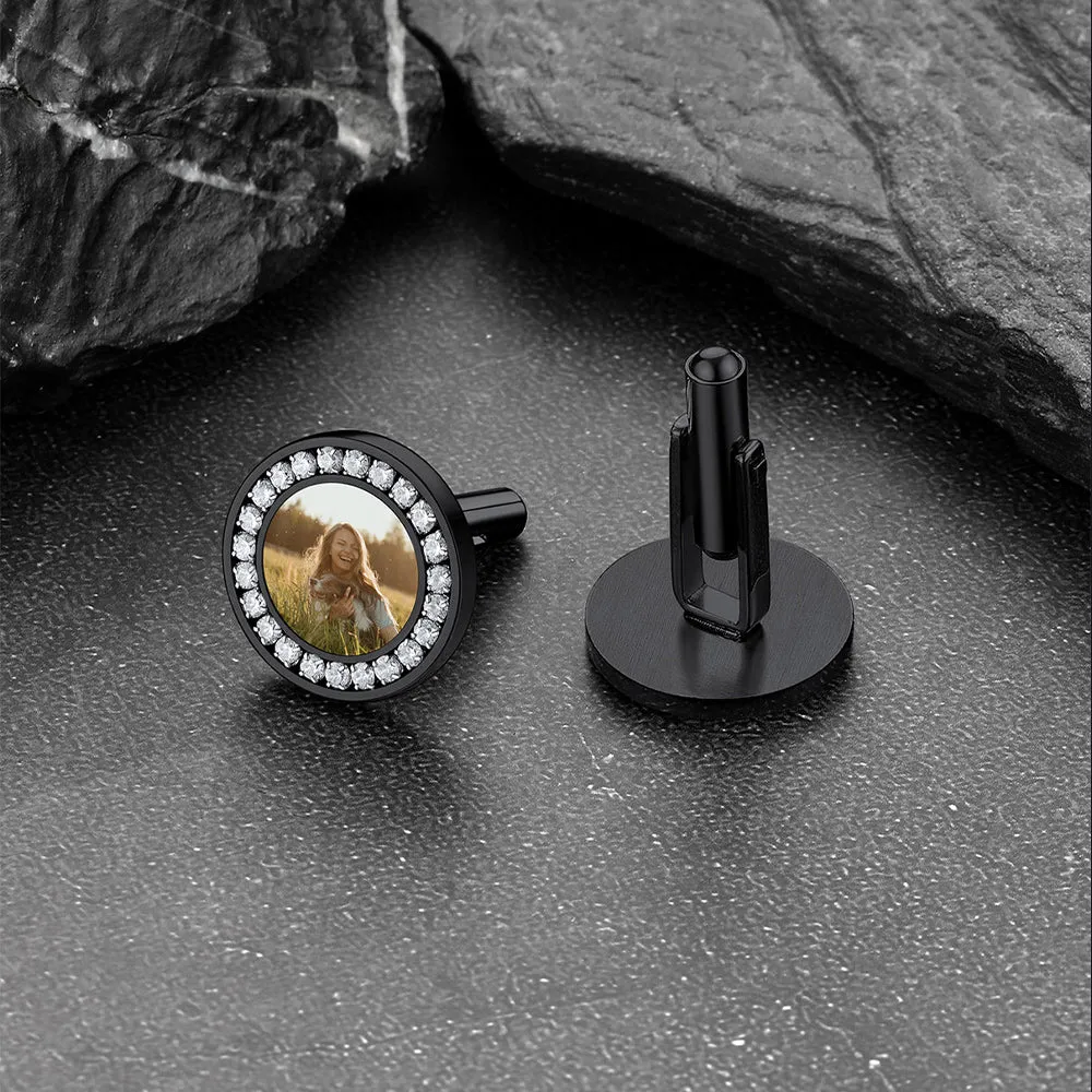 Personalized Wedding Picture Cufflinks with Cubic Zirconia for Men sold by FaithHeart product image thumbnail 5