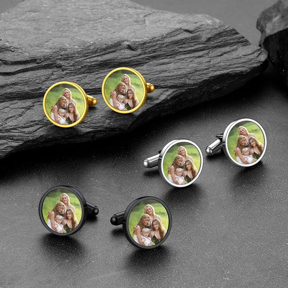 Customized Wedding Round Photo Cufflinks for Men sold by FaithHeart product image thumbnail 3