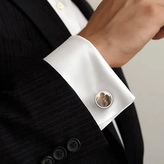 Customized Wedding Round Photo Cufflinks for Men sold by FaithHeart product image thumbnail 2