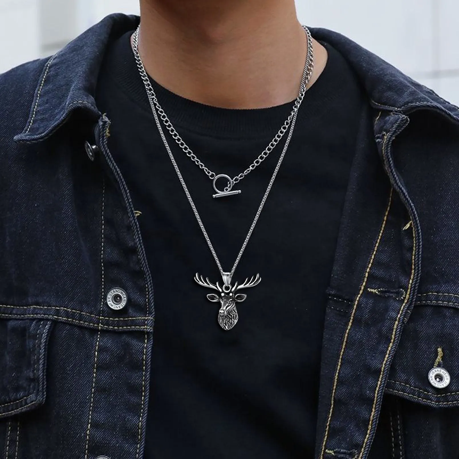 Vintage Viking Deer Necklace Pendant for Men Women sold by FaithHeart product image thumbnail 2