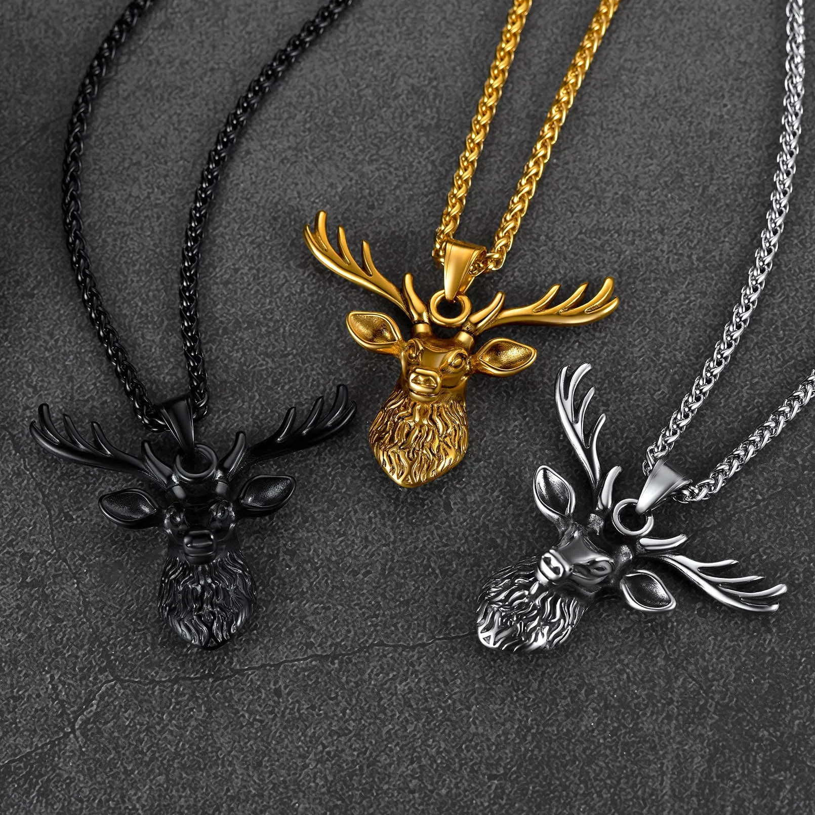 Vintage Viking Deer Necklace Pendant for Men Women sold by FaithHeart product image thumbnail 3