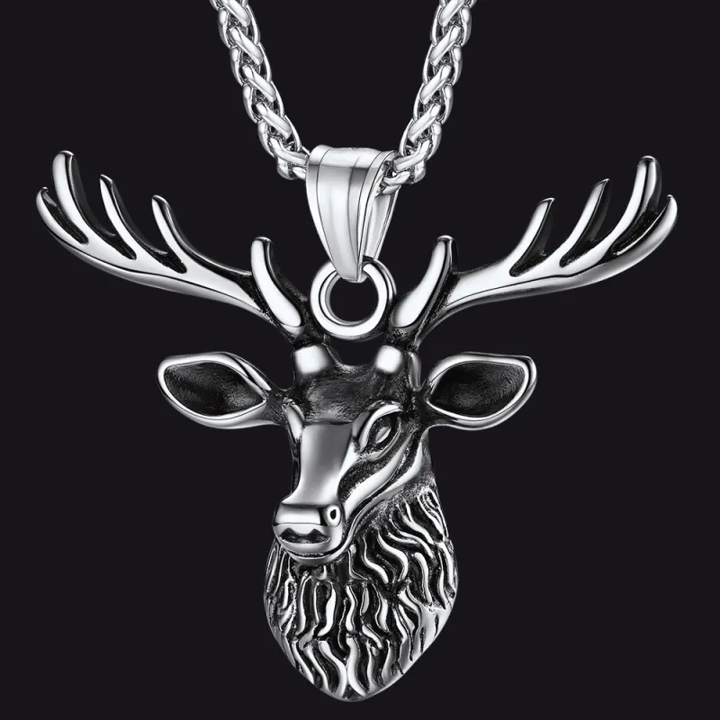 Vintage Viking Deer Necklace Pendant for Men Women sold by FaithHeart