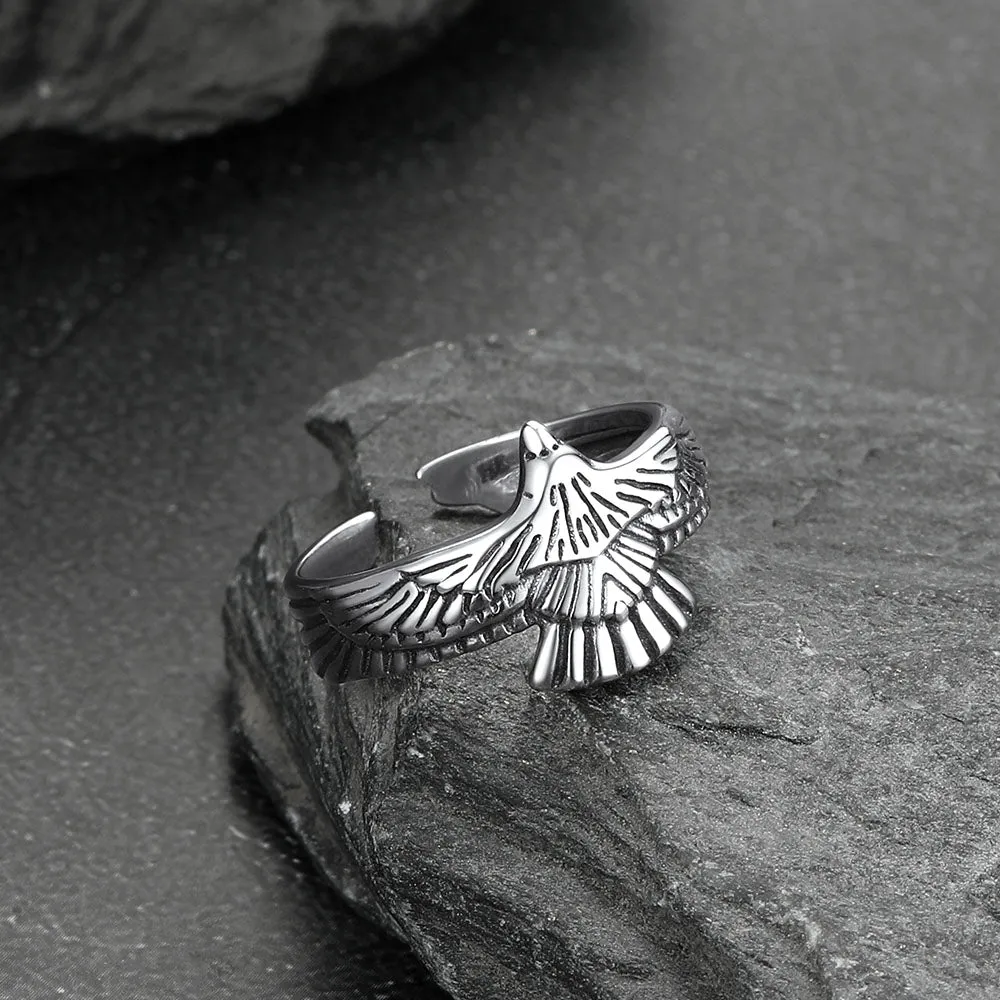 Faithheart Punk Vintage Hawk Open Adjustable Ring for Men sold by FaithHeart product image thumbnail 4
