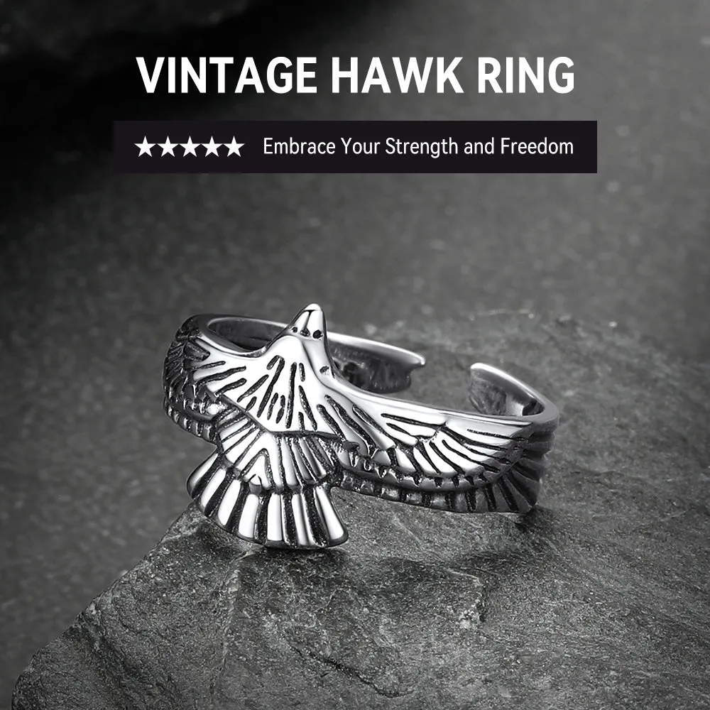 Faithheart Punk Vintage Hawk Open Adjustable Ring for Men sold by FaithHeart product image thumbnail 3