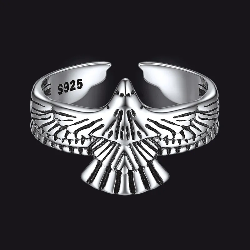 Faithheart Punk Vintage Hawk Open Adjustable Ring for Men sold by FaithHeart
