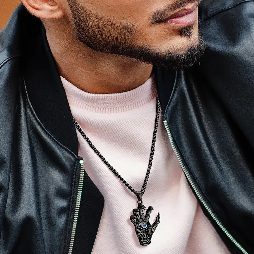 Dragon Claw Blue Evil Eye Pendant Necklace for Men sold by FaithHeart product image thumbnail 2