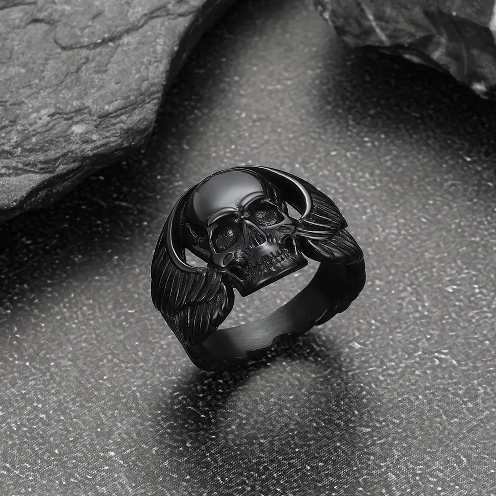 Gothic Cool Wings Skull Stainless Steel Ring for Men sold by FaithHeart product image thumbnail 5