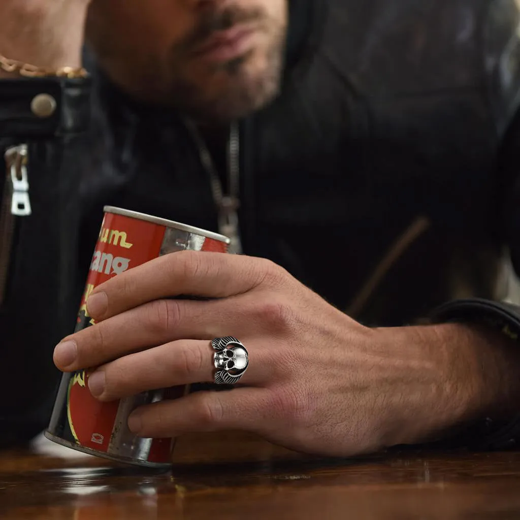 Gothic Cool Wings Skull Stainless Steel Ring for Men sold by FaithHeart product image thumbnail 2