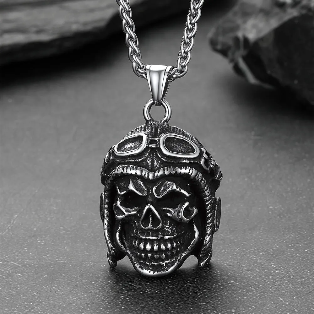 Flying Helmet Skull Antique Necklace for Men sold by FaithHeart product image thumbnail 4