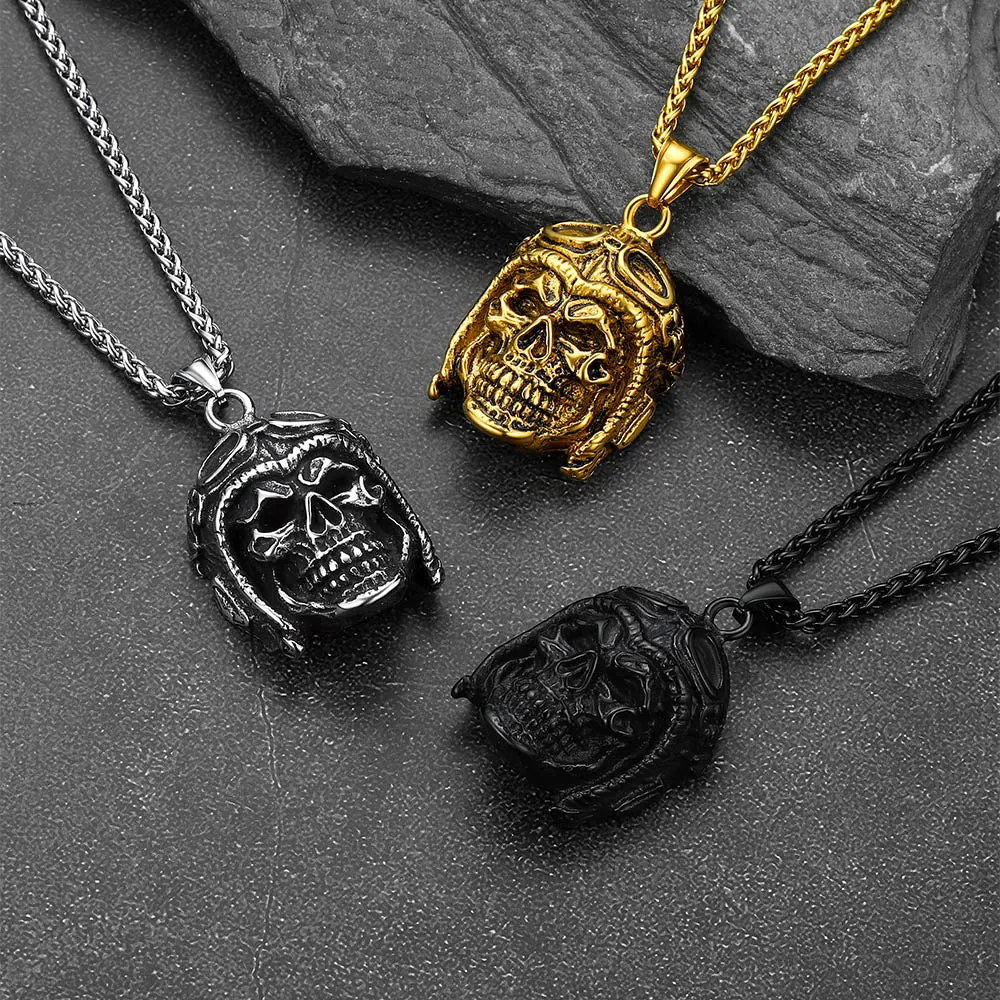Flying Helmet Skull Antique Necklace for Men sold by FaithHeart product image thumbnail 3
