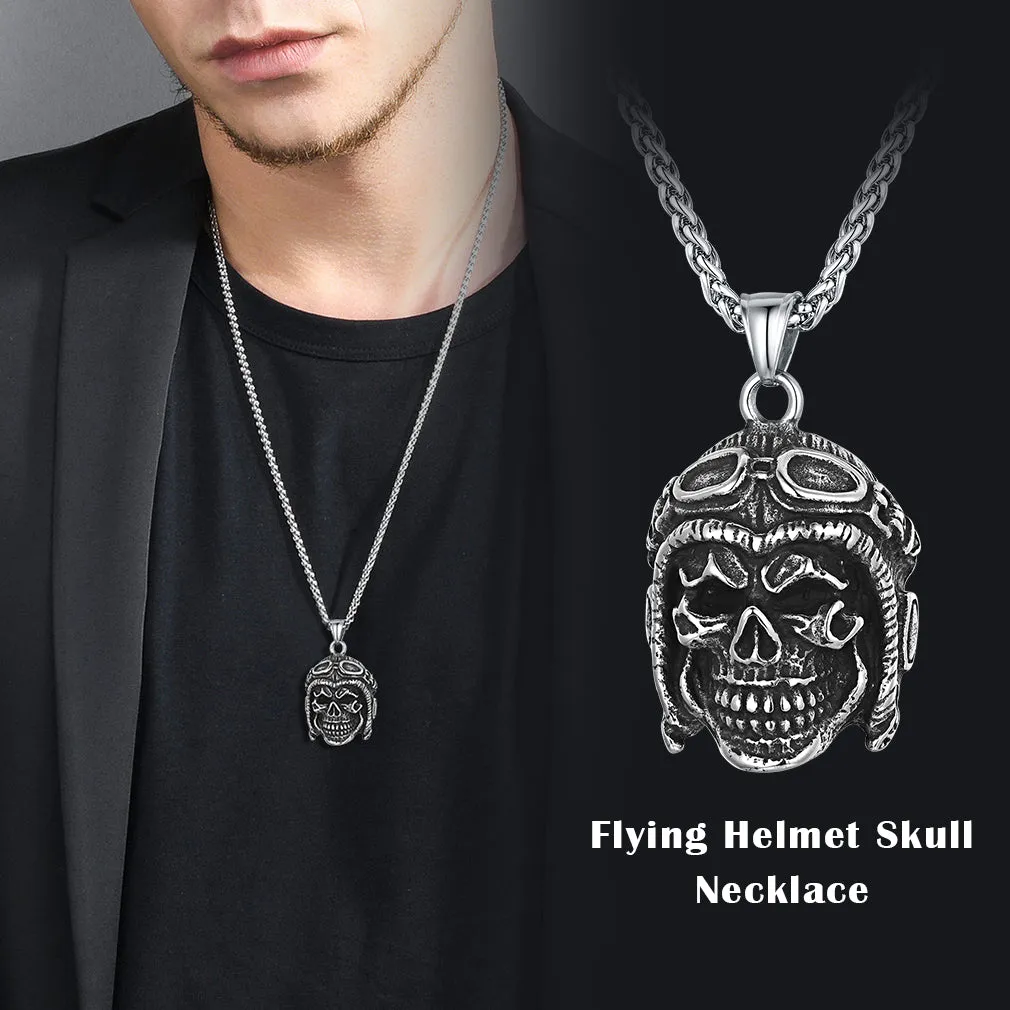 Flying Helmet Skull Antique Necklace for Men sold by FaithHeart product image thumbnail 2