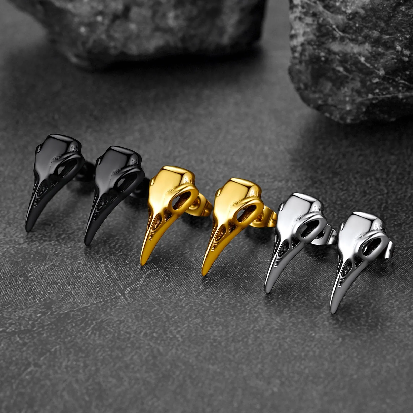 Gothic Raven Skull Stud Earring for Men sold by FaithHeart product image thumbnail 3