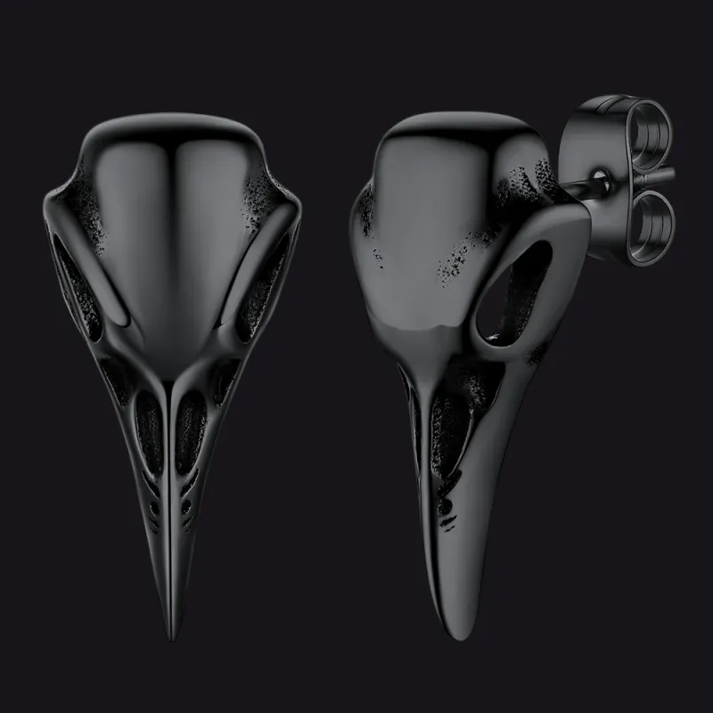Gothic Raven Skull Stud Earring for Men sold by FaithHeart