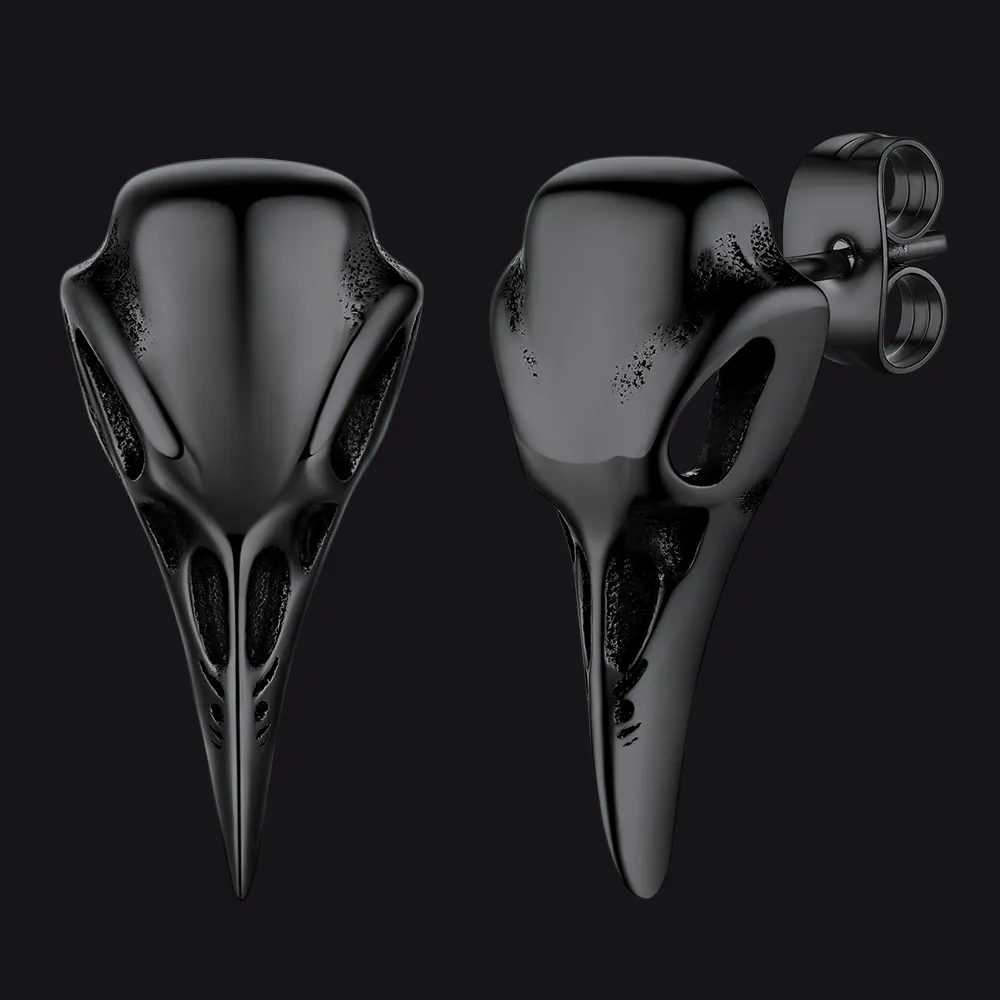 Gothic Raven Skull Stud Earring for Men sold by FaithHeart